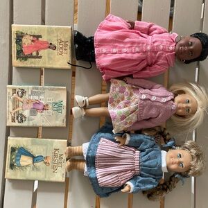 3 Mini retired American Girl Dolls - Addy, Kit, and Kirsten with Mini Books